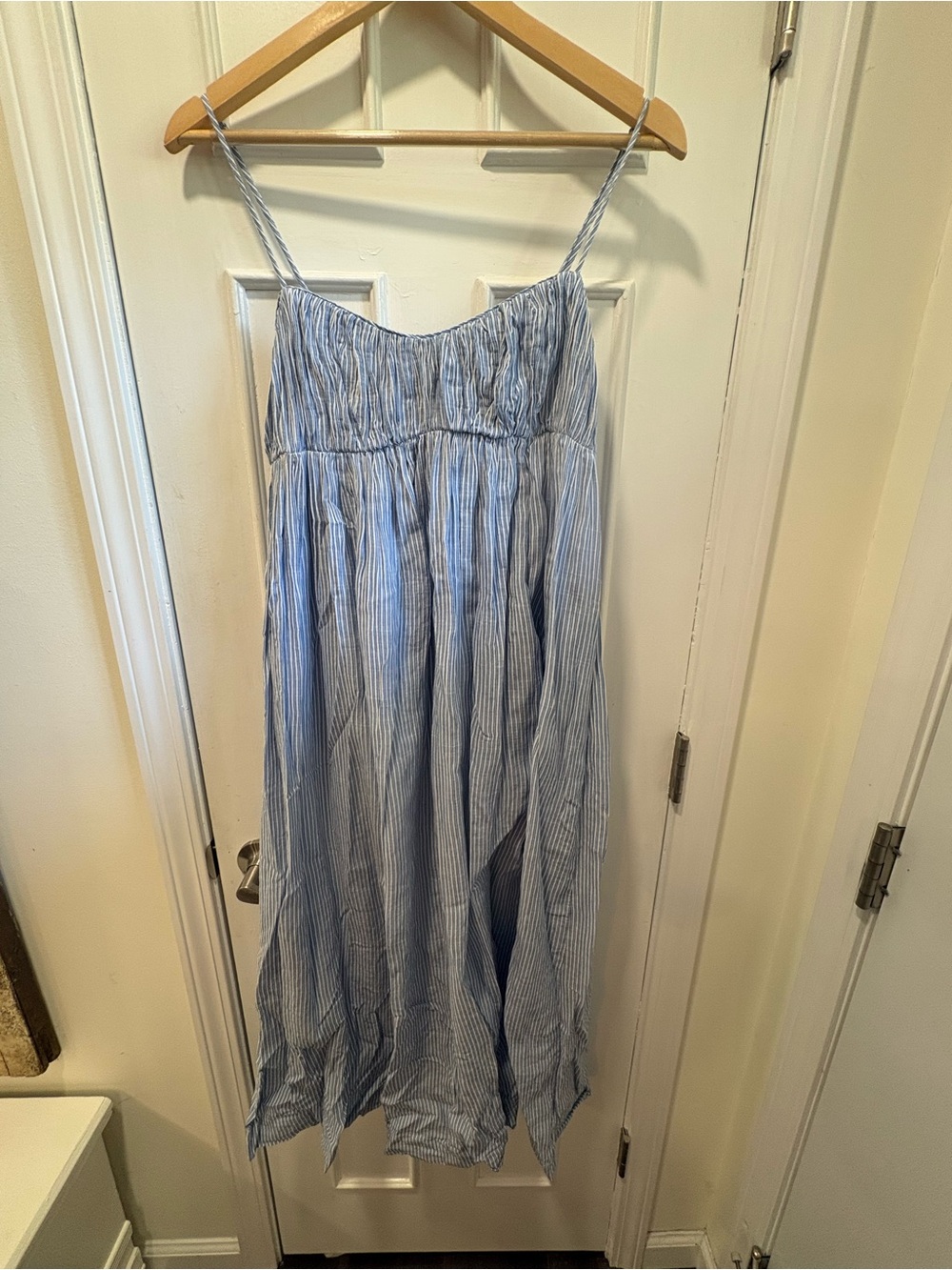 Abercrombie & Fitch Blue and White Striped Maxi Dress